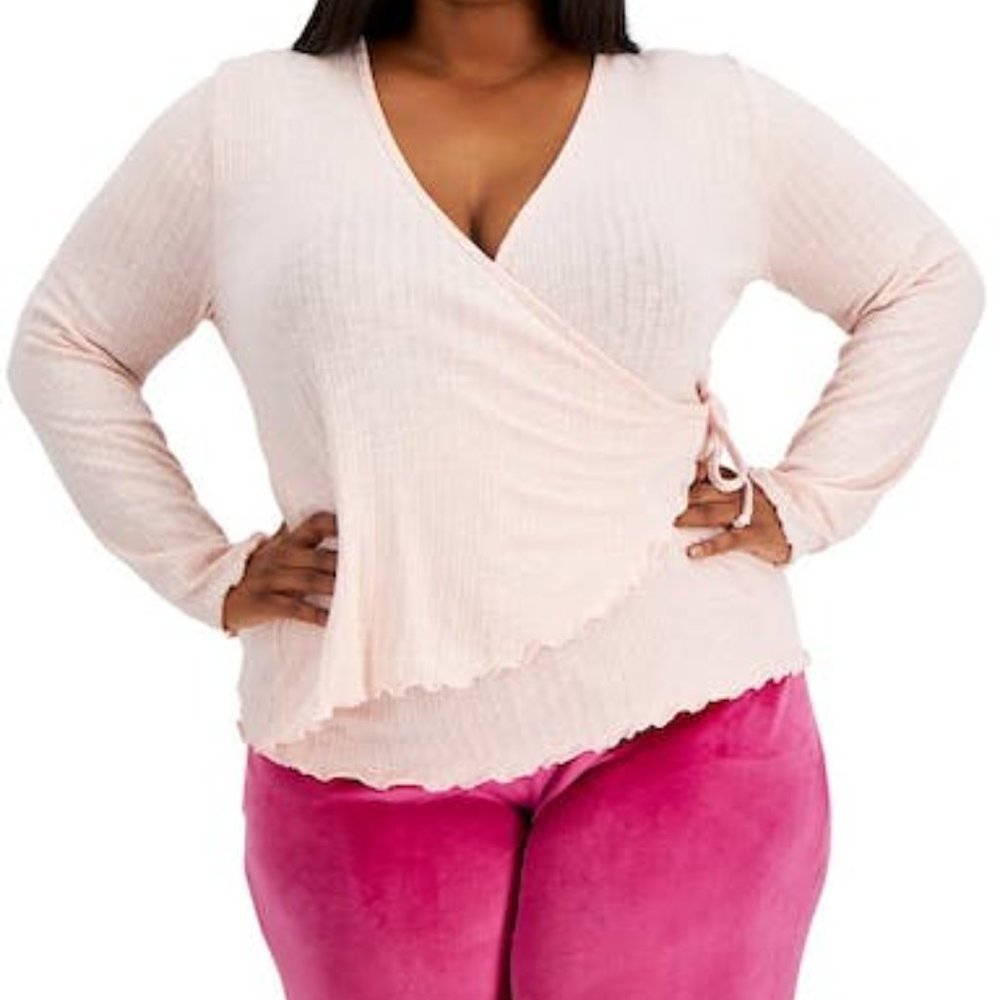 Rebellious One Trendy Plus Size Hacci Wrap Blouse